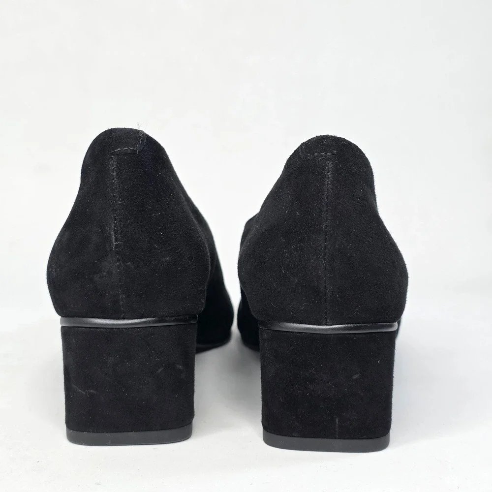 Vaneli Solara Womens Heels Size 7.5 Black Suede Block Heel Slip On Classic Shoes